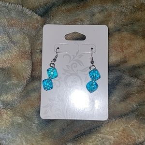 Blue dice earrings